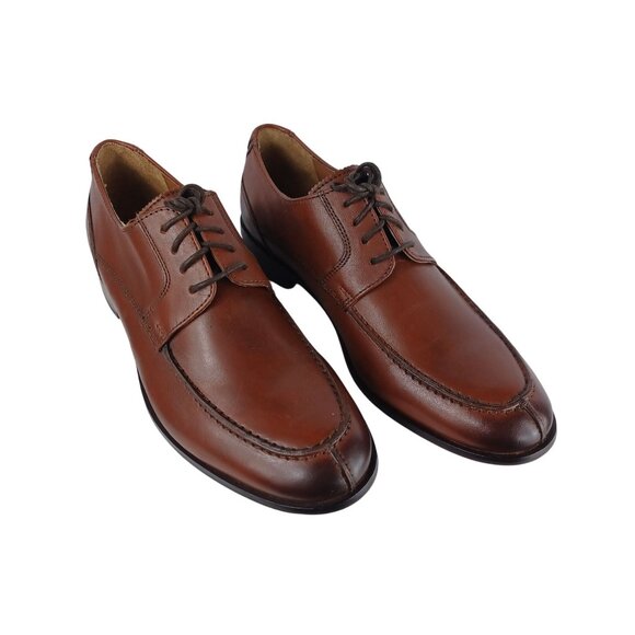 Bostonian Mens Leather Brown Oxford Classic Lace-Up Moc Toe Dress Shoes Size 8M - Picture 1 of 11